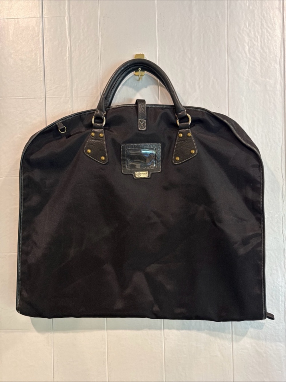 Hayden Harnett Mozambique Black Unisex Garment Bag Leather Brass Nylon